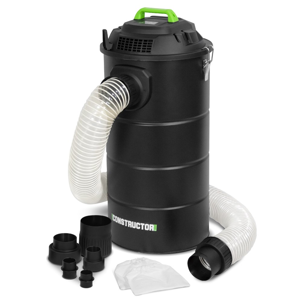 Aspirateur d'atelier 1200W avec cuve m&eacute;tallique noire et tuyau flexible blanc 65L Constructor