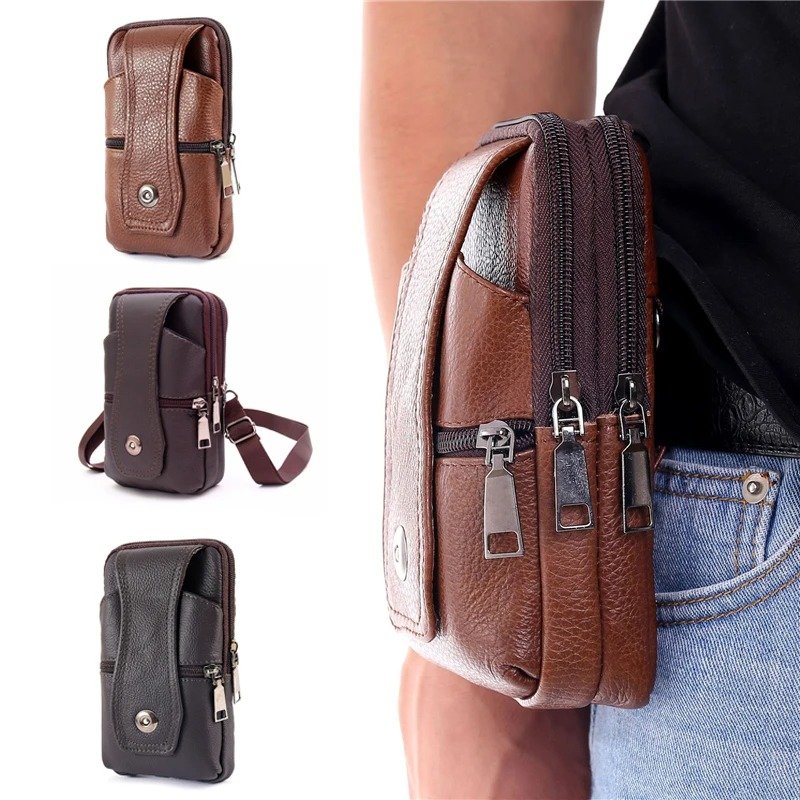 Sacoche vintage pu marron ceinture