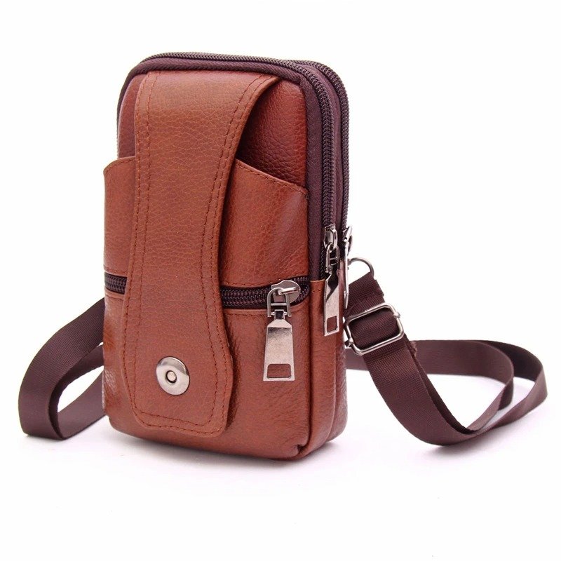 Sacoche vintage pu marron clair 3 compartiments